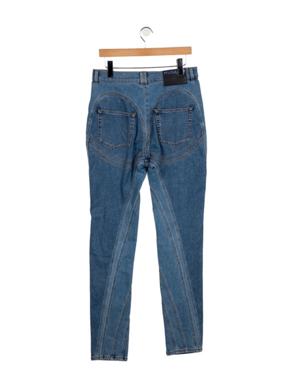 Mugler Medium Blue Sculpted Seam Denim Jeans